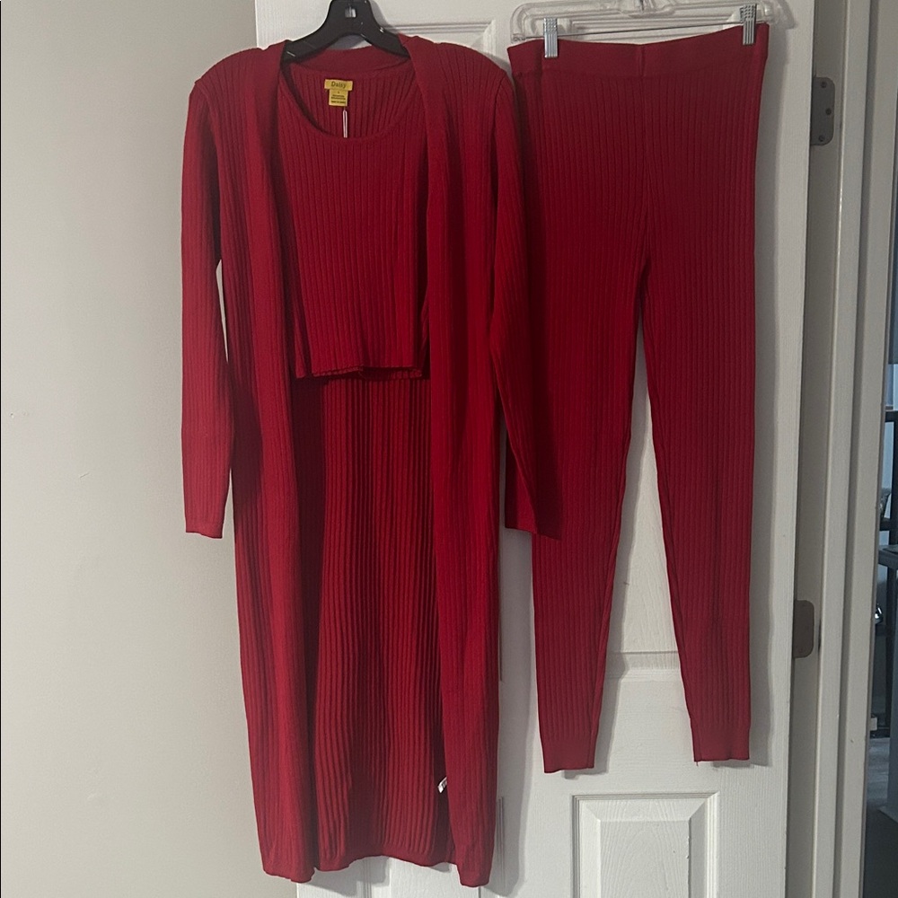 Daisy Red Ribbed Knit Ensemble